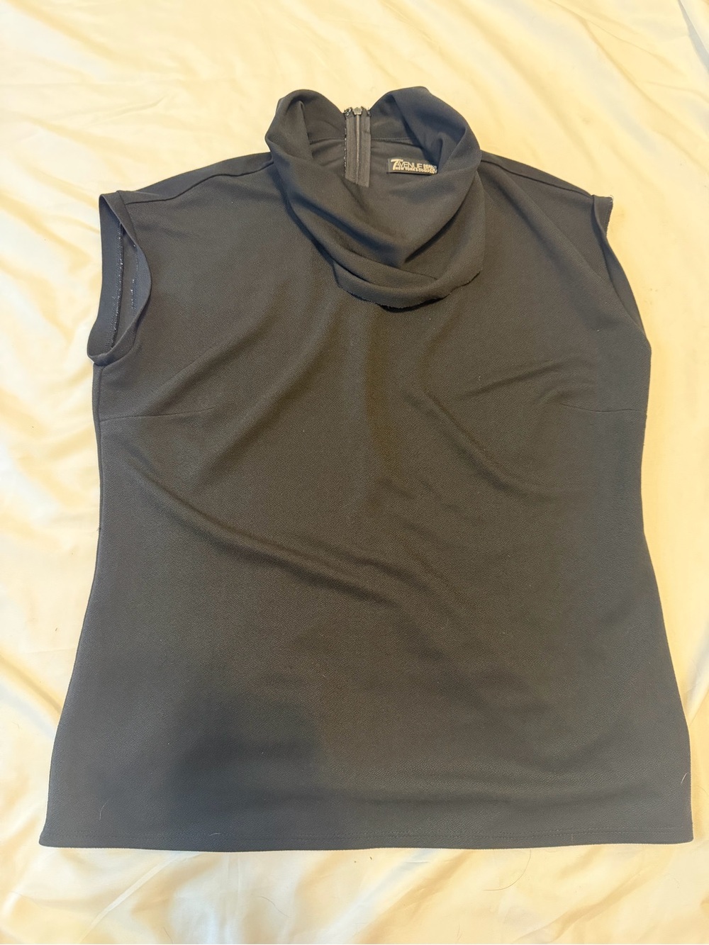 Sleeveless Black Cowl Neck Blouse